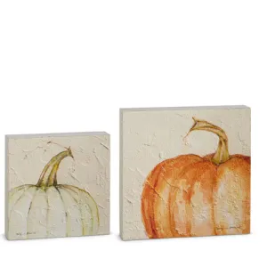 10" WATERCOLOR PUMPKIN TEXTURED WOOD BLOCKS