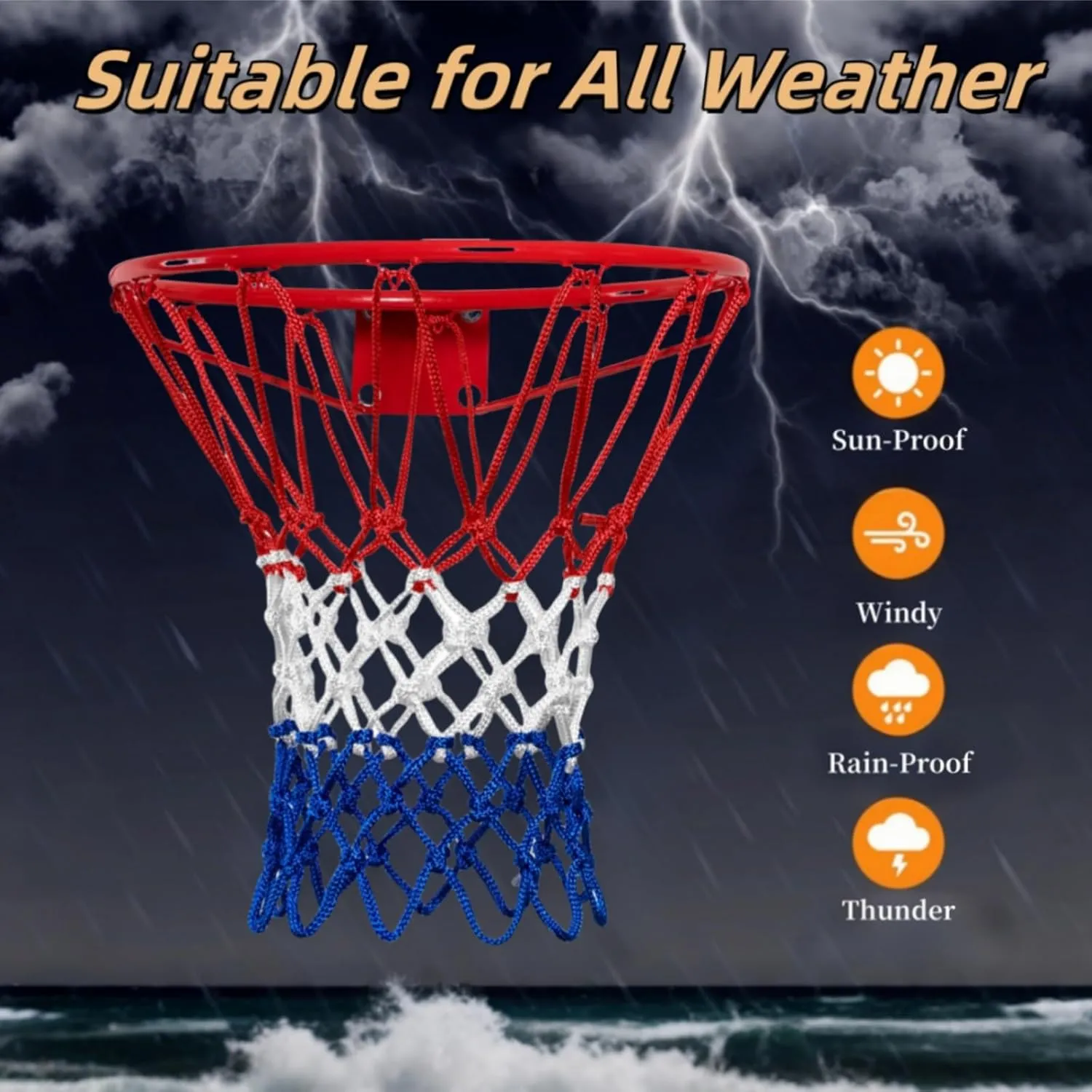 2 Pack Heavy Duty Basketball Net Replacement,2025 Upgrade Heavy Duty Basketball Net, All Weather Anti Whip,12 Loops Fits Standard Indoor or Outdoor Rims