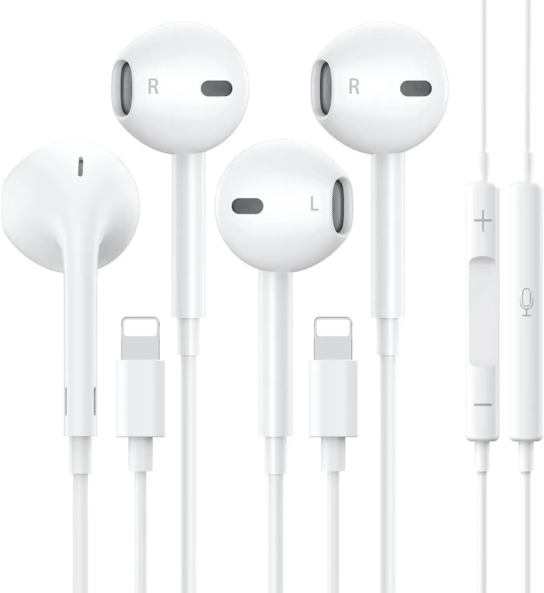 2 Packs- Wired Headphones for iPhone Earbuds Built-in Microphone & Volume Control Nosie Reduction Headsets Compatible with iPhone 14/13/12/11/XR/XS/X/8/7/SE/Pro/Pro Max/Support All iOS System