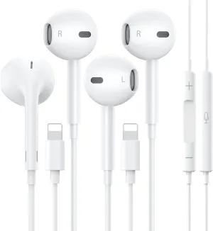 2 Packs- Wired Headphones for iPhone Earbuds Built-in Microphone & Volume Control Nosie Reduction Headsets Compatible with iPhone 14/13/12/11/XR/XS/X/8/7/SE/Pro/Pro Max/Support All iOS System