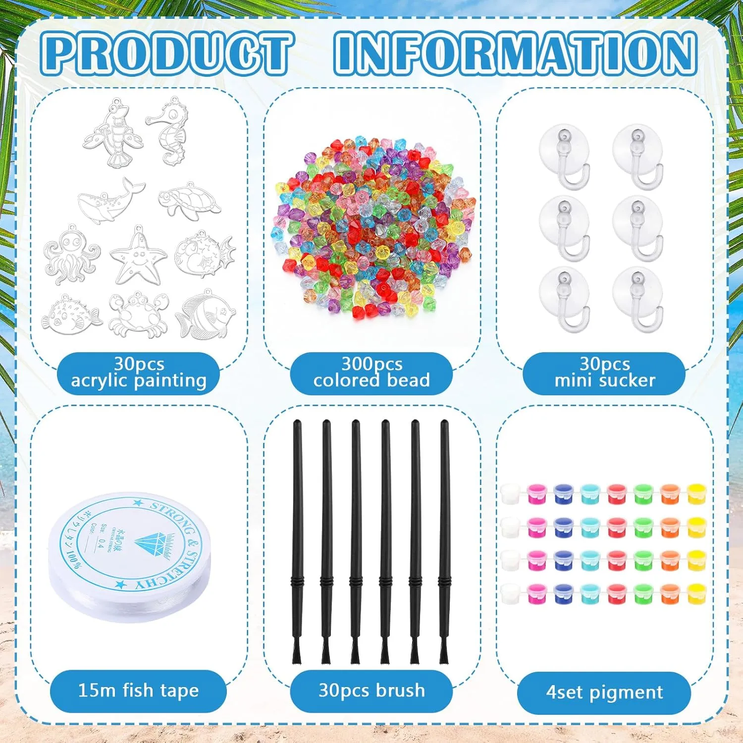 30 Sets Marine Animal Suncatchers Window Art Kits, DIY Sun Catchers Bulk Crafts Paint Your Own Window Sea Ocean Animal Ornaments for Boys Girls Classroom Home Party Birthday Activity Decor