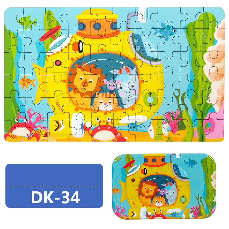 60 Piece Cartoon Animal Vehicle Jigsaw Puzzle Toy Set