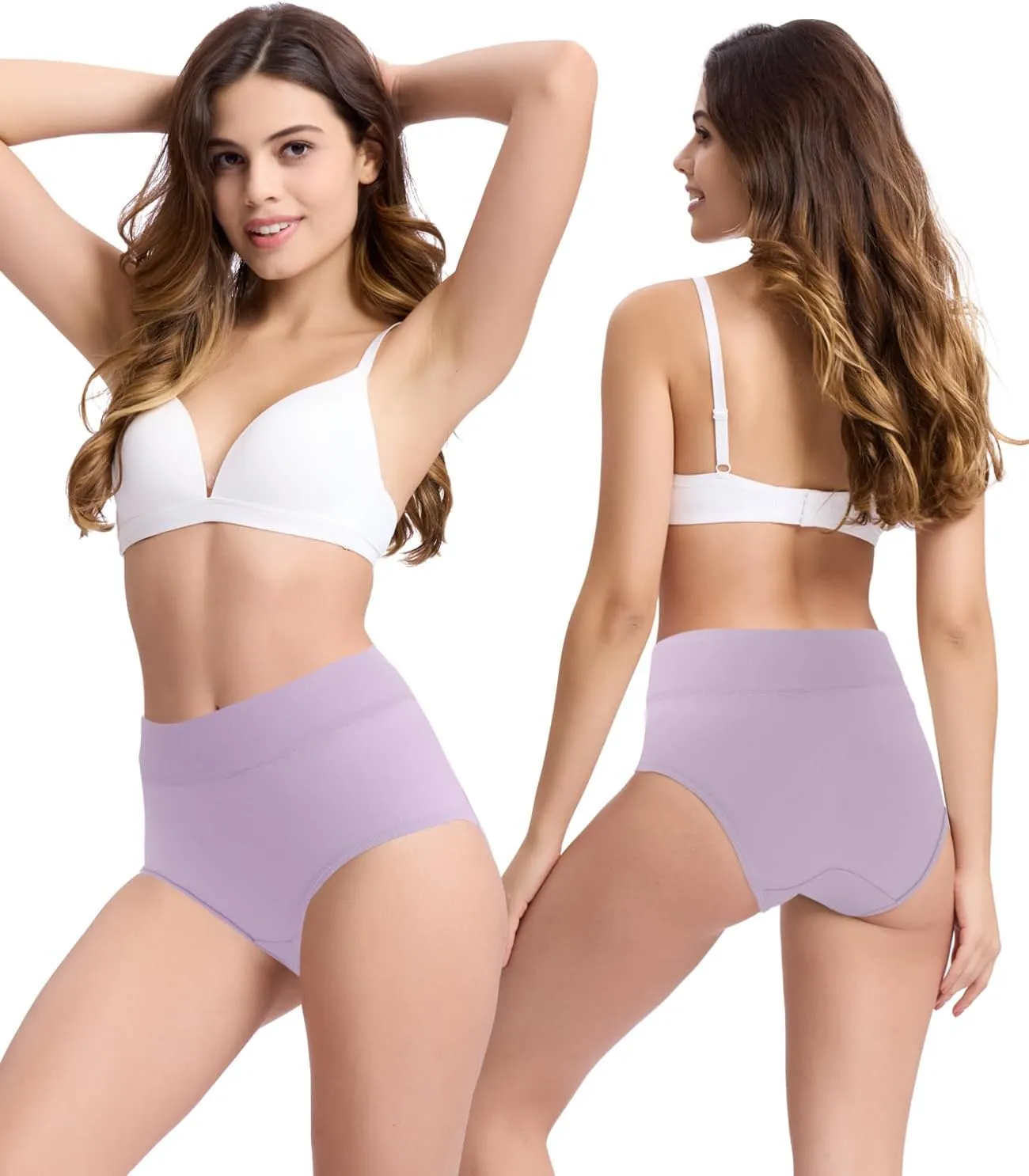 BAMBOO COOL Women's Underwear High Waisted Briefs Full Coverage Soft and Breathable Panties, 5-Pack