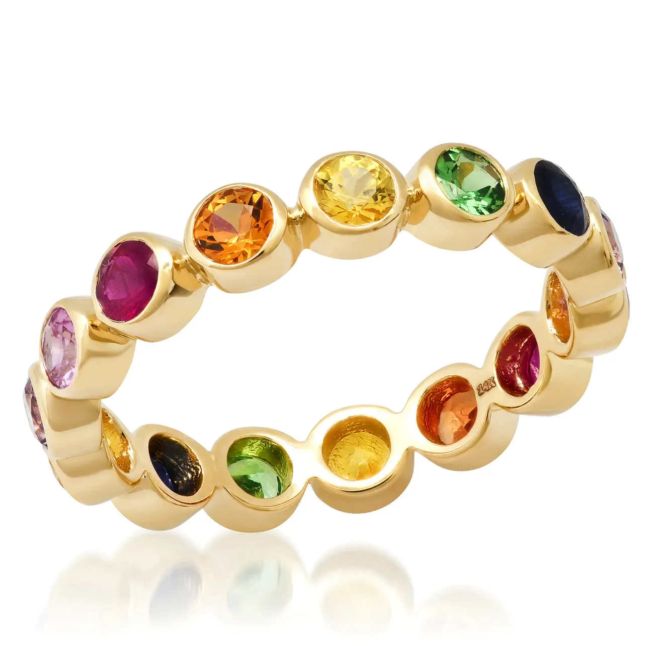 Bezel Set Diamond or Rainbow Eternity Band Ring