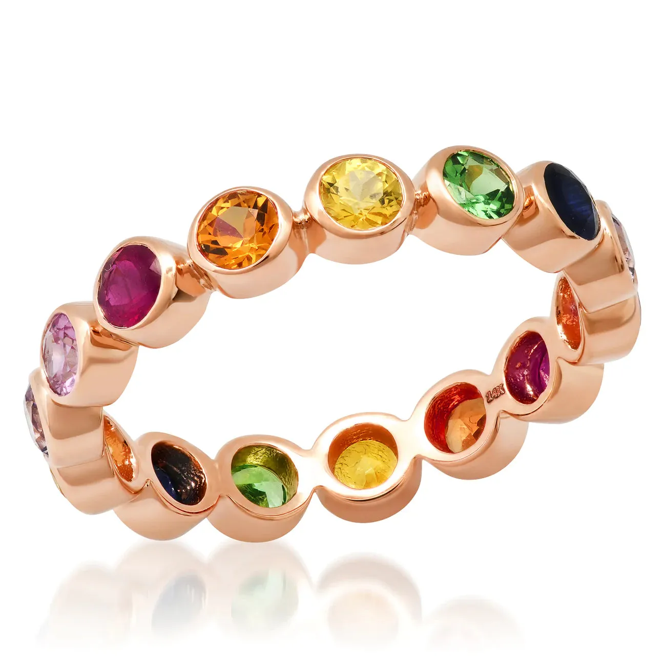 Bezel Set Diamond or Rainbow Eternity Band Ring