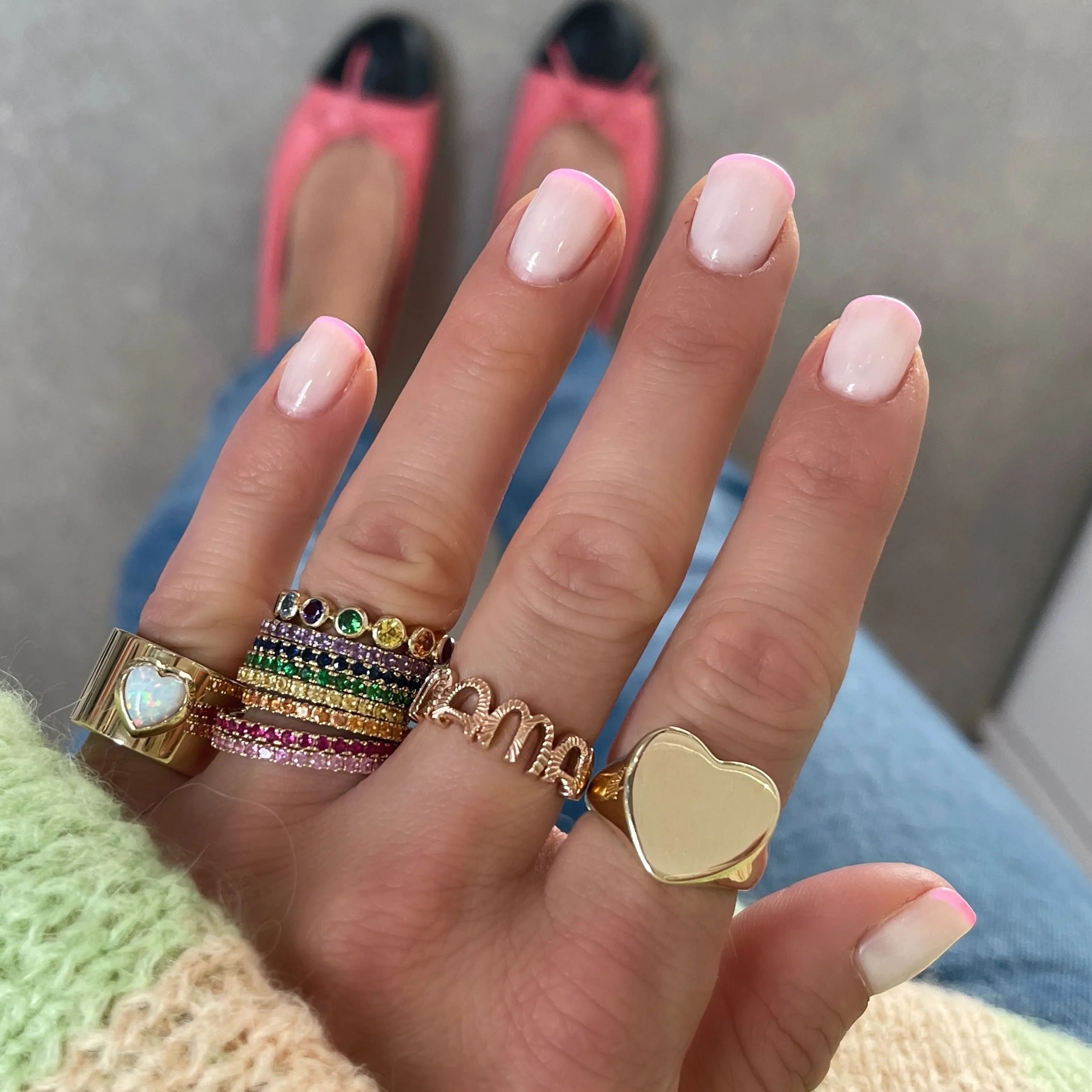 Bezel Set Diamond or Rainbow Eternity Band Ring