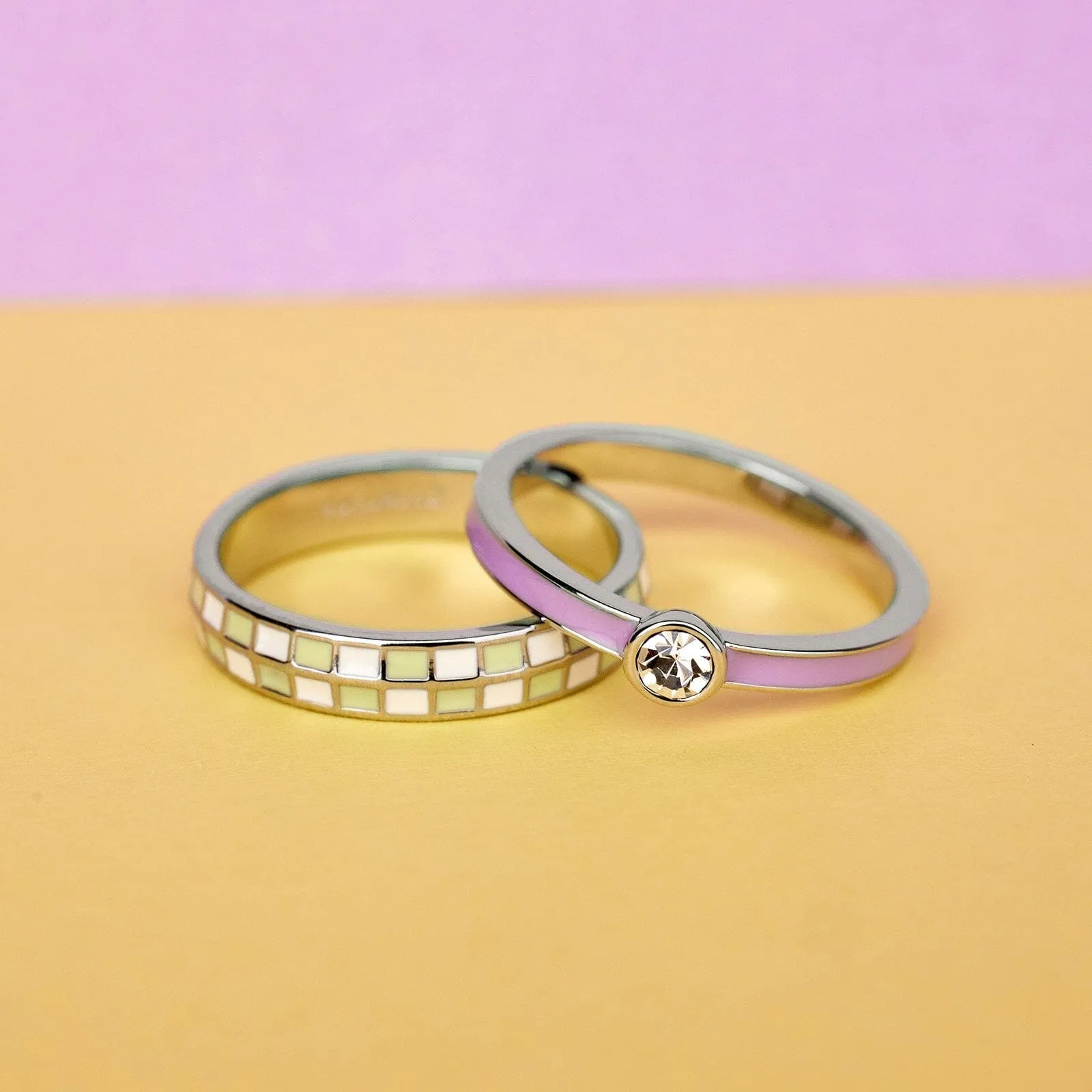 Checkerboard Ring Set