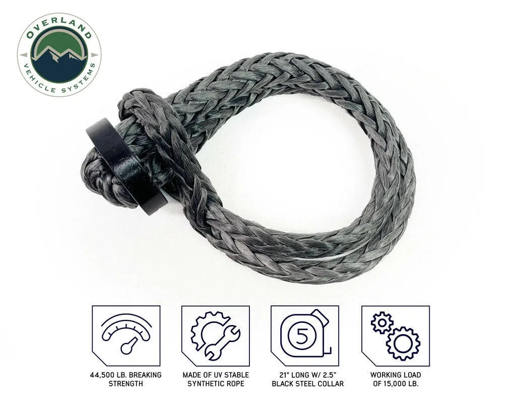 Combo Pack Soft Shackle 5/8" With Collar 44,500 lb. and Recovery Ring 6.25" 45,000 lb. Black