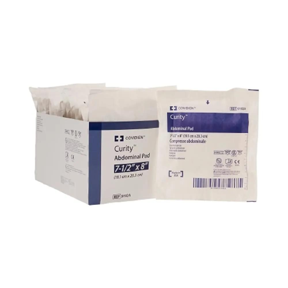 Covidien 9192A Curity Abdominal Pads with Wet Proof Barrier, Sterile, 7-1/2" x 8" Size (Pack of 216)