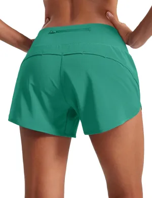 CRZ YOGA Mid Waisted Running Shorts for Women 4" Soft for Gym Athletic Workout with Zipper Pocket Liner Quick Dry
