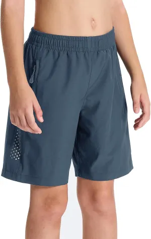 DEVOROPA Youth Boys Athletic Running Shorts Lightweight Quick Dry Sports Workout Gym Hiking Shorts Zip Pockets UPF 50 