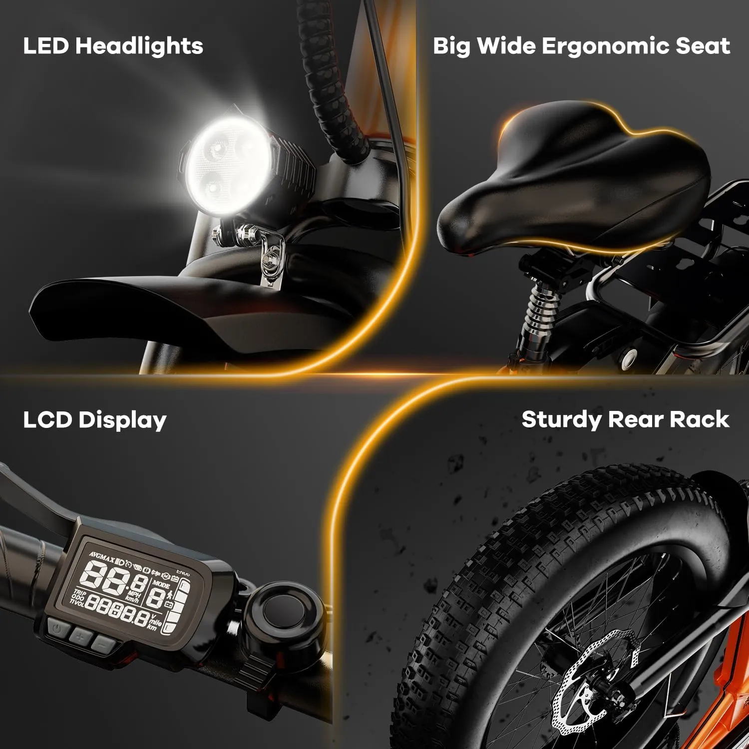 Folding Electric Bike for Adults  1000W Motor, 20"x3" Fat Tire, 80 Miles Range, All-Terrain E-Bike with 7-Speed, Front Suspension  Powerful Foldable Ebike for Commuter