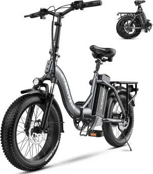 Folding Electric Bike for Adults  1000W Motor, 20"x3" Fat Tire, 80 Miles Range, All-Terrain E-Bike with 7-Speed, Front Suspension  Powerful Foldable Ebike for Commuter