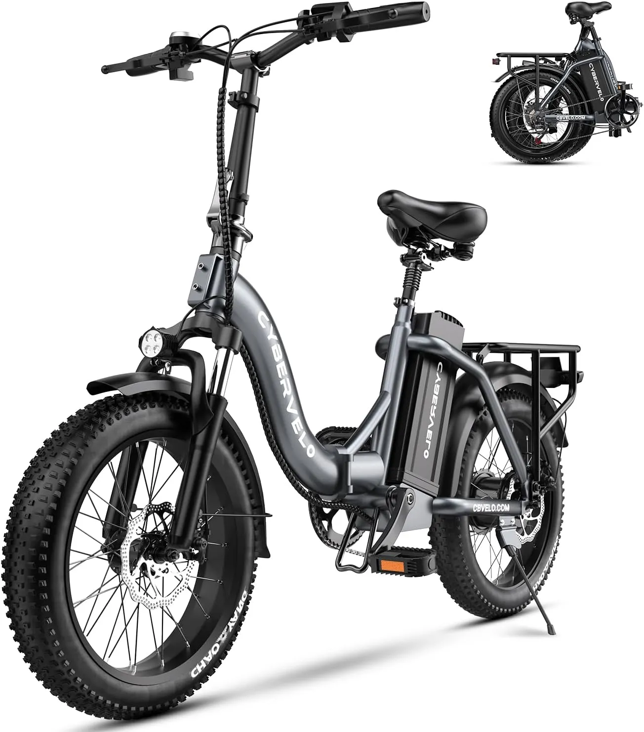 Folding Electric Bike for Adults  1000W Motor, 20"x3" Fat Tire, 80 Miles Range, All-Terrain E-Bike with 7-Speed, Front Suspension  Powerful Foldable Ebike for Commuter