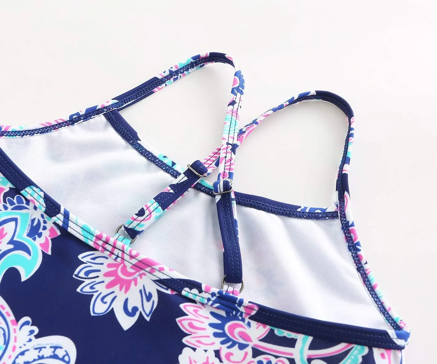 Girls Two Piece Tankini Swimsuit Hawaiian Ruffle Swimwear Bathing Suit Set