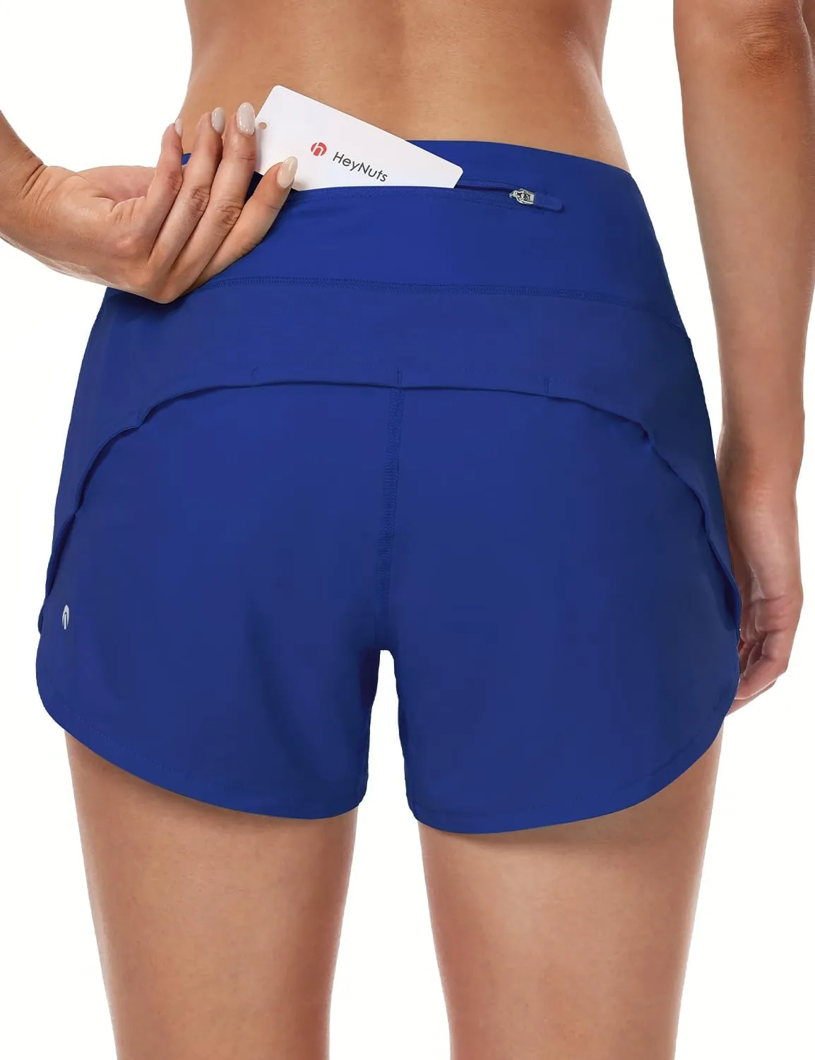 HeyNuts Focus Running Shorts for Women, Mid Waisted Athletic Shorts with Liner Workout Shorts with Zipper Pocket 4''
