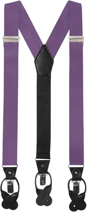 Jacob Alexander Men's Solid Fabric Suspenders Braces Convertible Leather Ends and Clips Y-Back