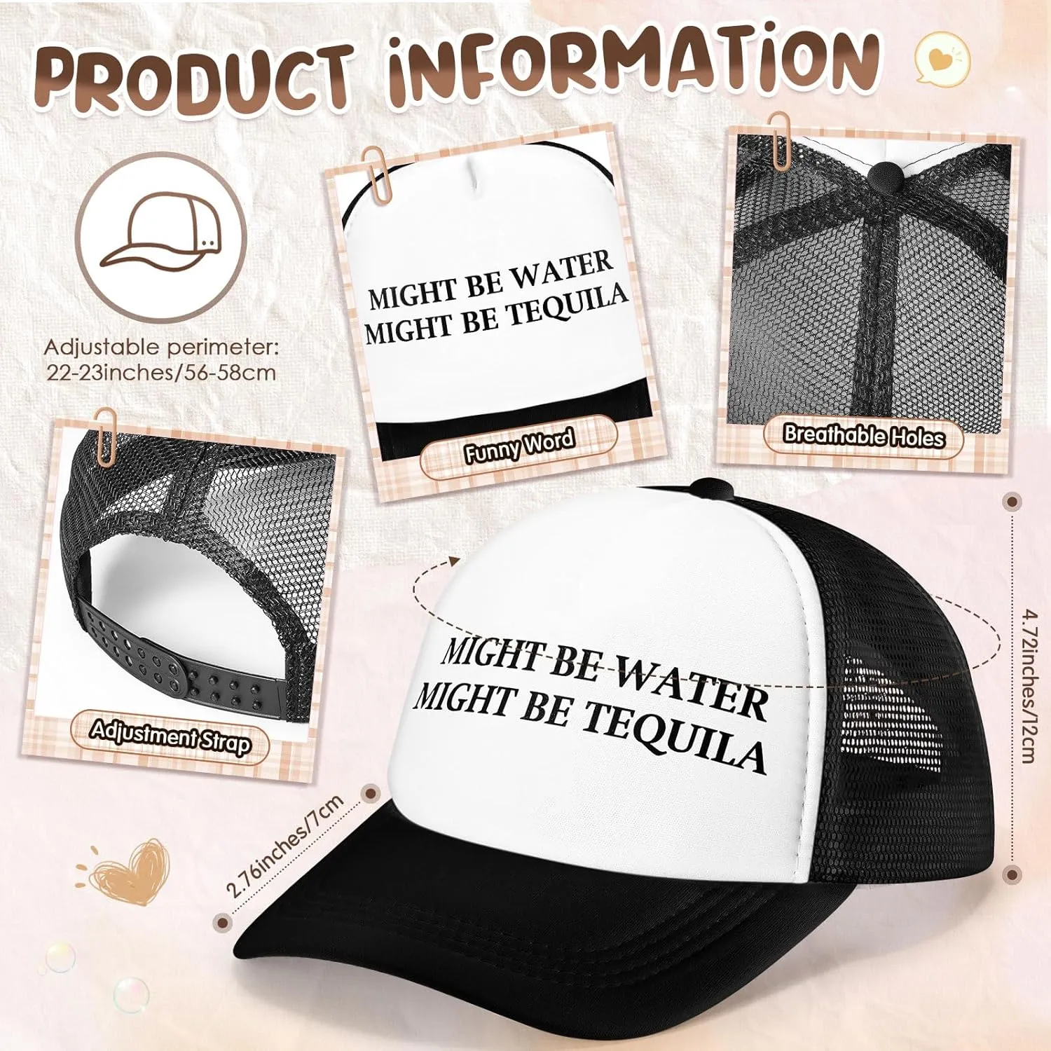 JaGely Trucker Hat for Women Trucker Hat Joke Baseball Cap Classic Adjustable Cap for Women Men Gifts