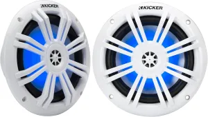 KICKER 51KM604WL KM 6.5" 4 LED Marine Coaxial Speakers - Pair