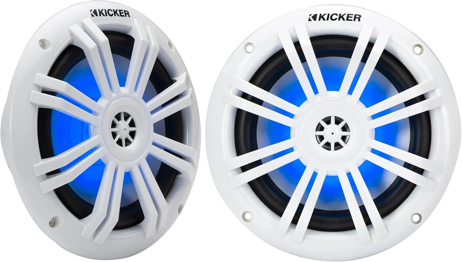 KICKER 51KM604WL KM 6.5" 4 LED Marine Coaxial Speakers - Pair