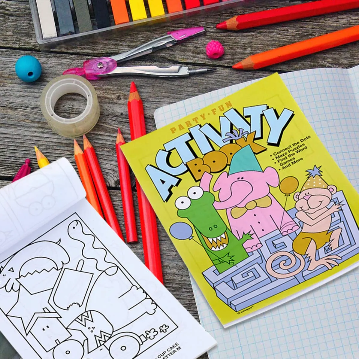 Kicko Activity Books for Parties - 16 Pack - 7 x 5 inch - for Kids, Party Favors, Stocking