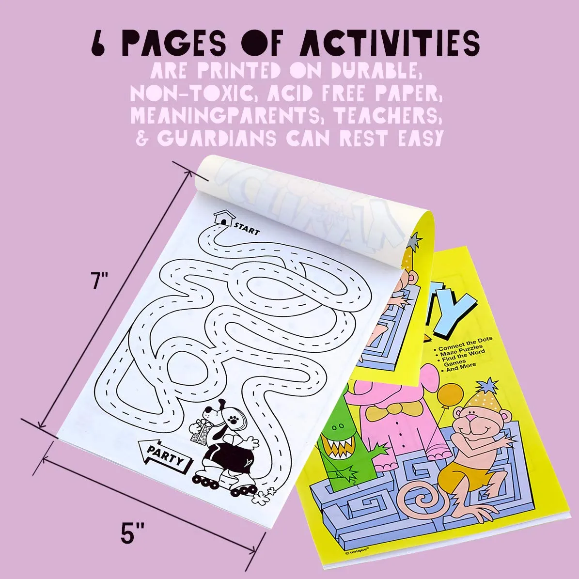 Kicko Activity Books for Parties - 16 Pack - 7 x 5 inch - for Kids, Party Favors, Stocking
