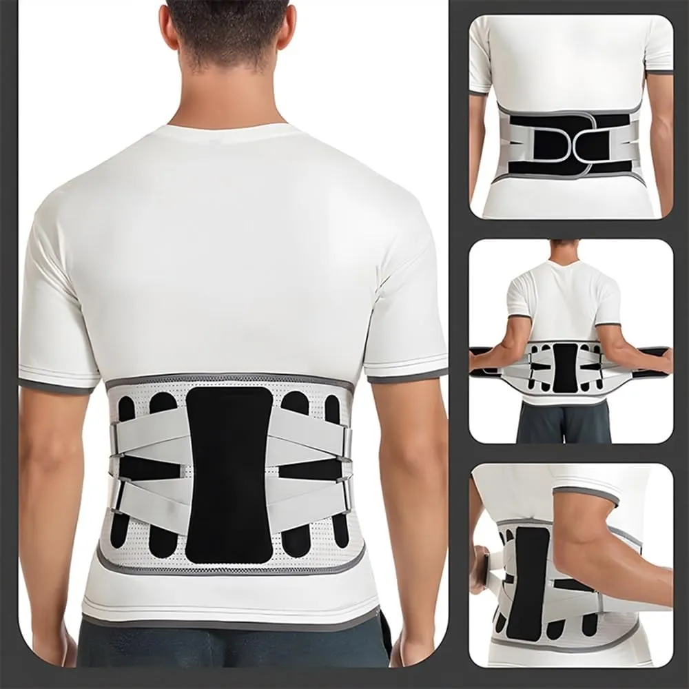 Lumbar Support Belt Lower Back Brace Disc Herniation Orthopedic Waist Support Brace Lumbar Decompression Belt With Large Area Aluminum For Lower Back Pain Relief, Sciatica (Black L)