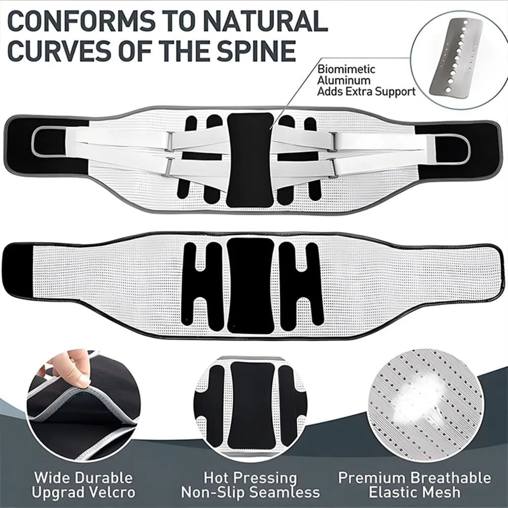 Lumbar Support Belt Lower Back Brace Disc Herniation Orthopedic Waist Support Brace Lumbar Decompression Belt With Large Area Aluminum For Lower Back Pain Relief, Sciatica (Black L)