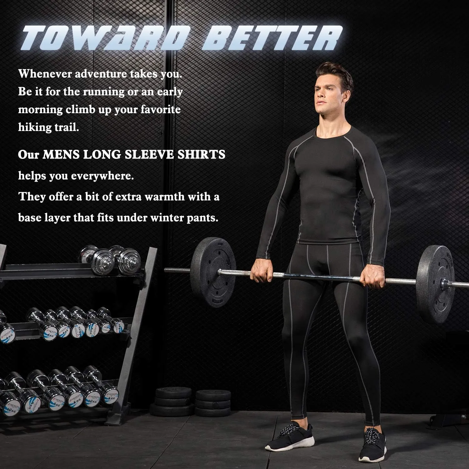 Men's Compression Shirts Long Sleeve Gym Athletic Gym Workout Undershirts Active Dry Fit Base Layer Running Top