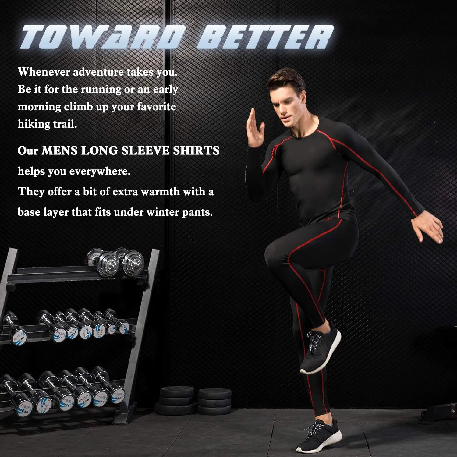 Men's Compression Shirts Long Sleeve Gym Athletic Gym Workout Undershirts Active Dry Fit Base Layer Running Top