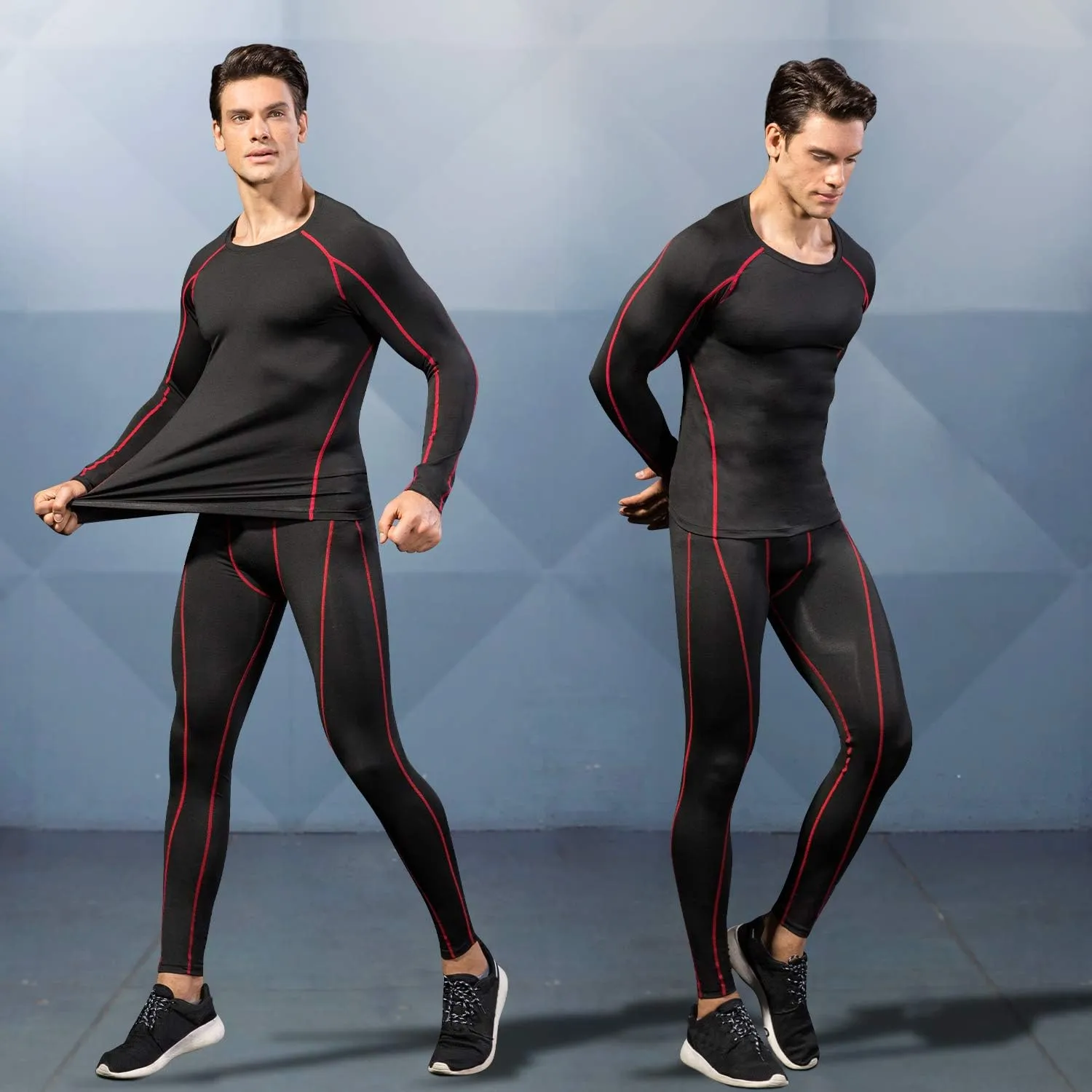 Men's Compression Shirts Long Sleeve Gym Athletic Gym Workout Undershirts Active Dry Fit Base Layer Running Top