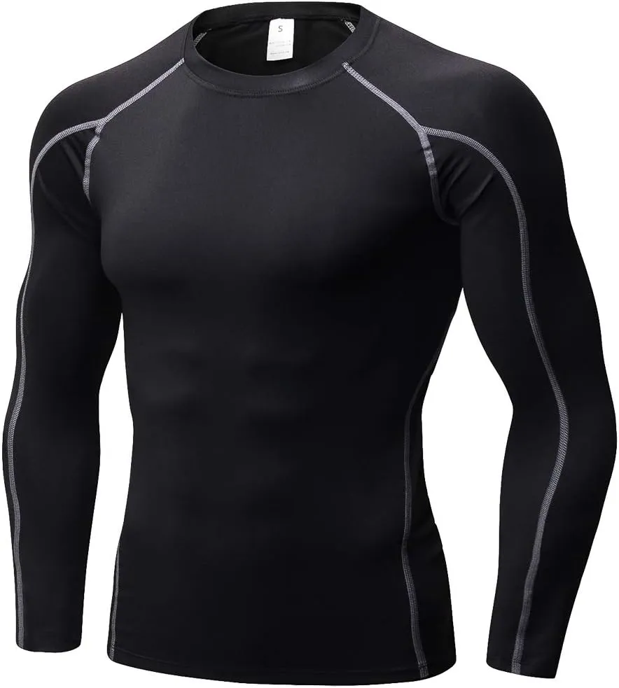 Men's Compression Shirts Long Sleeve Gym Athletic Gym Workout Undershirts Active Dry Fit Base Layer Running Top