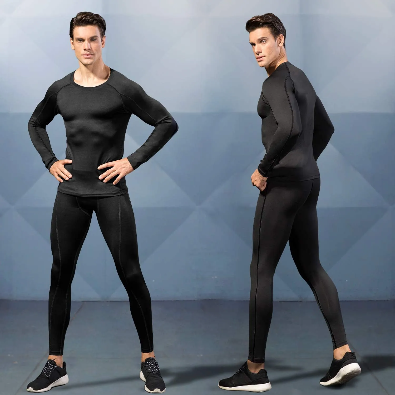 Men's Compression Shirts Long Sleeve Gym Athletic Gym Workout Undershirts Active Dry Fit Base Layer Running Top