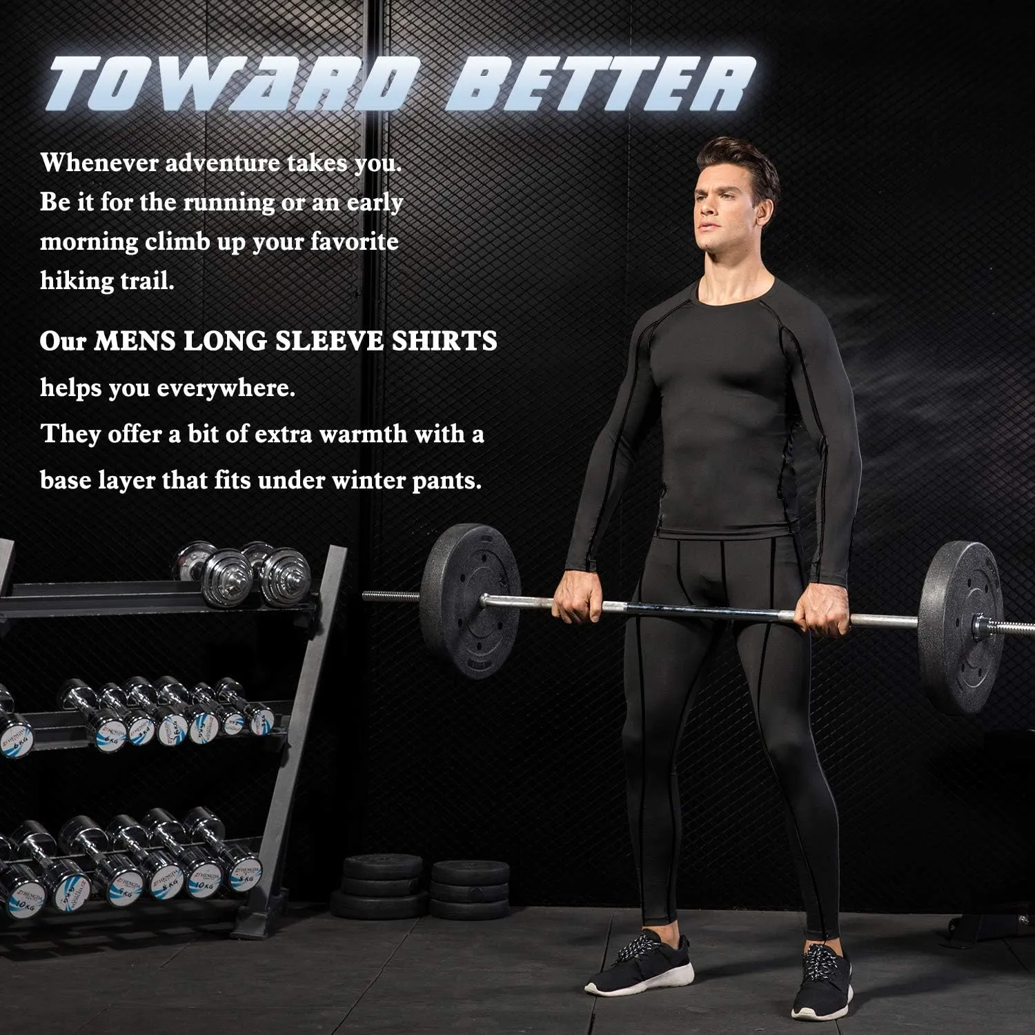 Men's Compression Shirts Long Sleeve Gym Athletic Gym Workout Undershirts Active Dry Fit Base Layer Running Top