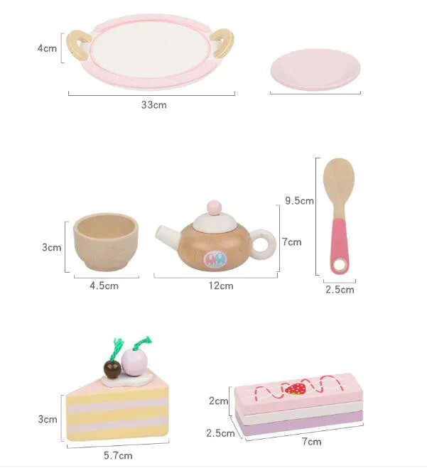 Non-toxic Kids Wooden Kitchen Tea Set - Pretend Play