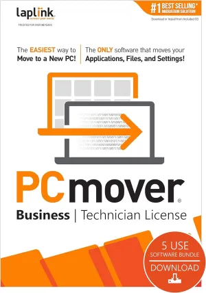 PCmover Business Technician License | Instant Download | max. 5 uses/month | Initial fee to enroll in pay-per-use license tiers | Additional per-use costs, invoiced monthly | $34.95/license