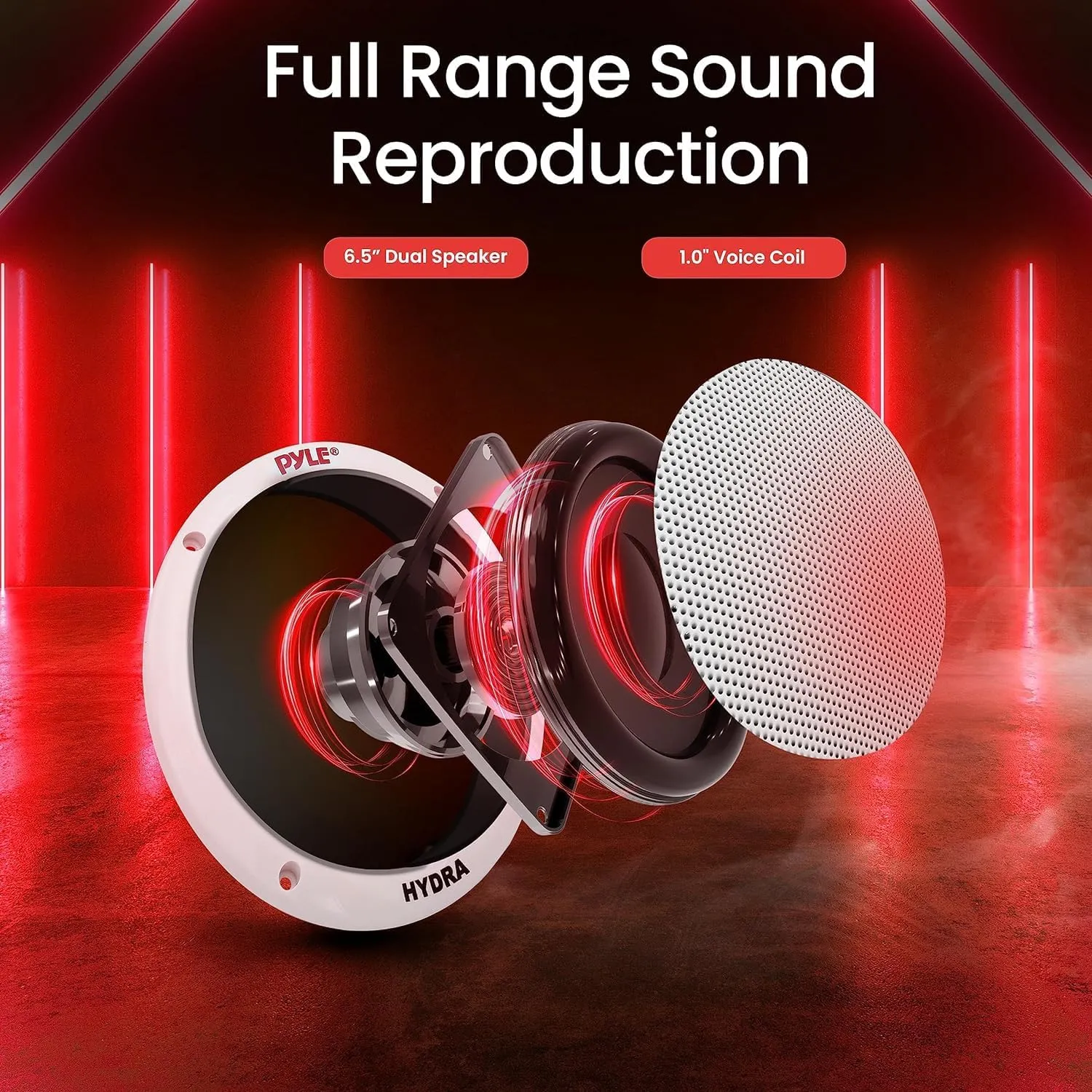 Pyle 6.5 Inch Dual Marine Speakers - 2 Way Waterproof and Weather Resistant Outdoor Stereo Sound System with 400 Watt Power, Polypropylene Cone and Butyl Rubber Surround - 1 Pair - PLMR605W(White)