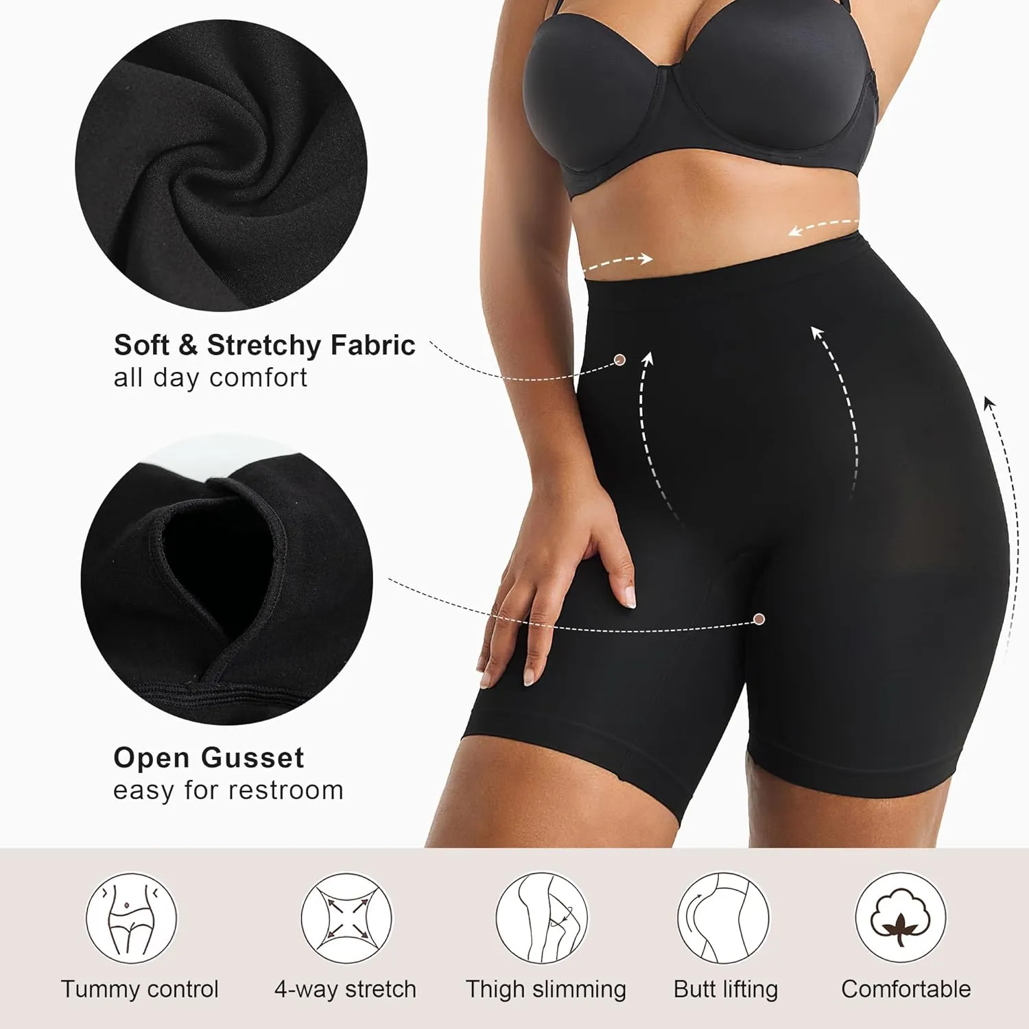 SHAPERX High-Waist Tummy Control Shapewear Shorts for Women Seamless Body Shaper for All-Day Wear Under Dresses