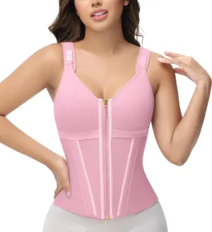 SHAPSHE Waist Trainer Corset for Women Tummy Control Sport Workout Body Shaper Vest for Women Postpartum Gym Zipper and Hooks