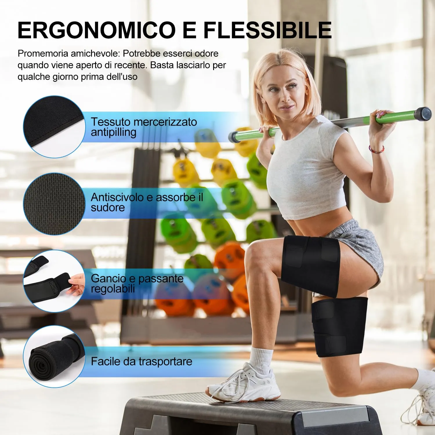 supregear Thigh Wraps Support, 2-Pack Non-Slip Compression Thigh Sleeve Hamstring Quad Wrap Adjustable Neoprene Upper Leg Brace Leg Slimmer for Women Men Pulled Groin Muscle, Quadriceps, Black, M