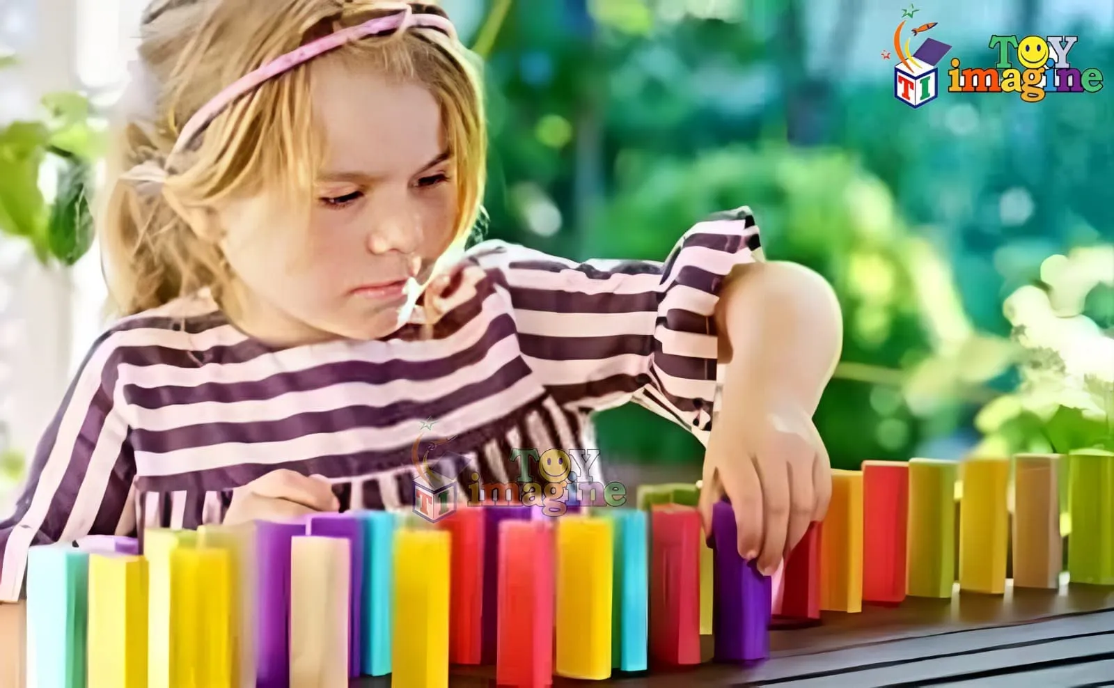 Toy ImagineTM 480 pcs Colorful Wooden Domino Block Set for Kids Educational and Learning Activity Game Play | Helps in Skill Development and Color Recognition (12 Colors)
