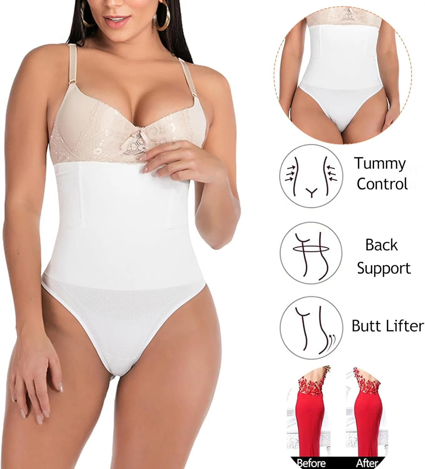 Tummy Control Thong Shapewear for Women 328 Waist Cincher Girdle Slimmer Sexy Thong Panty Shapewear