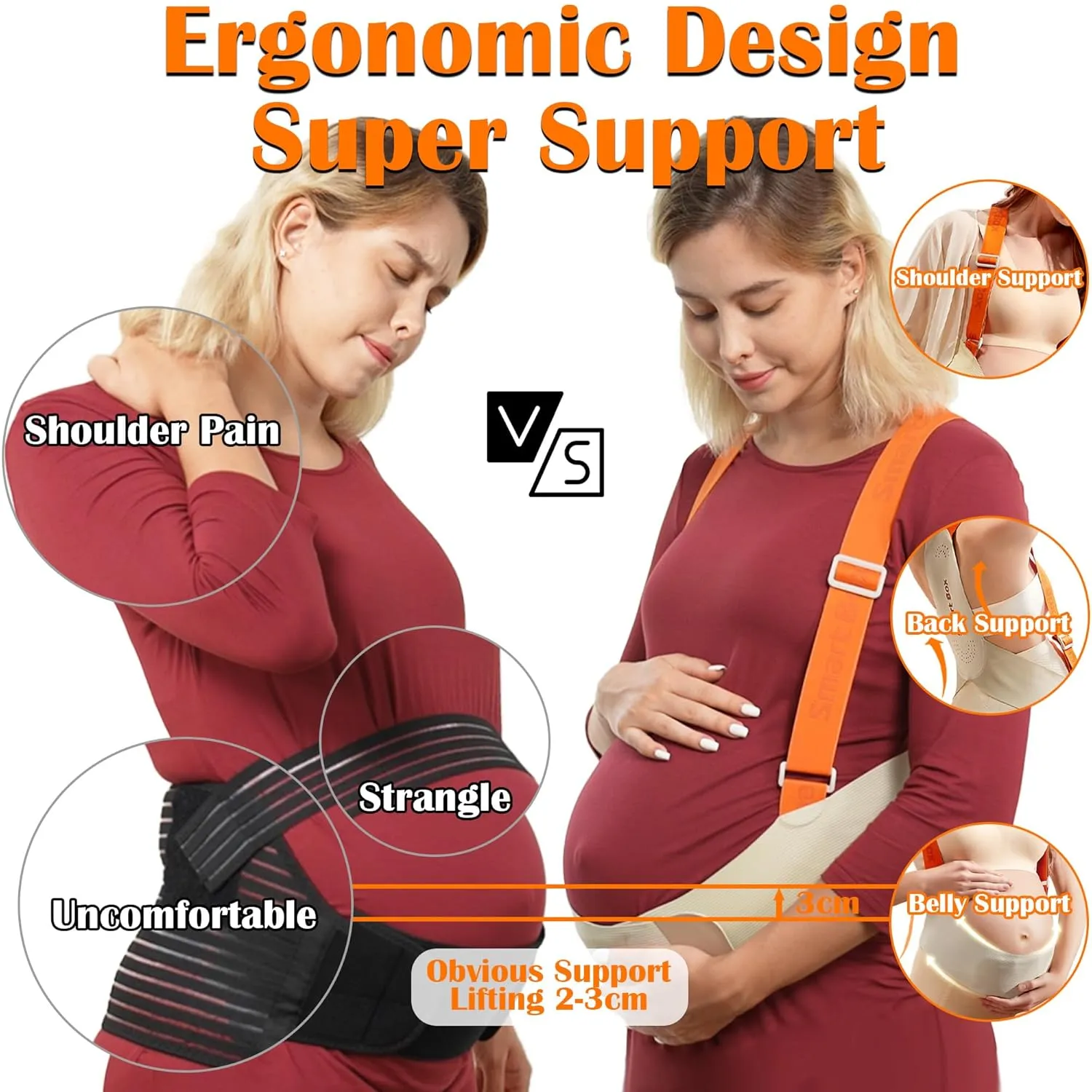 Upgraded Pregnancy Belly Band, Belly Support Belt for Pregnant Women with Adjustable Straps, Back Support, Waist Support Belt for Pregnancy - Small