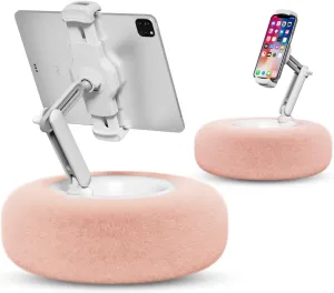 Viozon Tablet Stand Pillow, Compatible with 4.7"-13" Phone/Tablet, iPad, iPhone, Samsung, Google, Kindle, 360Adjustable Phone Holder for Bed with Soft Plush Fabric, and Detachable Bowl, Pink