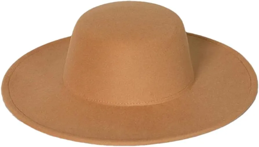 Women and Men Brim Fedora Hat Flat Brim Top Jazz Hat Solid Panama Cap Casual Party Church Hat