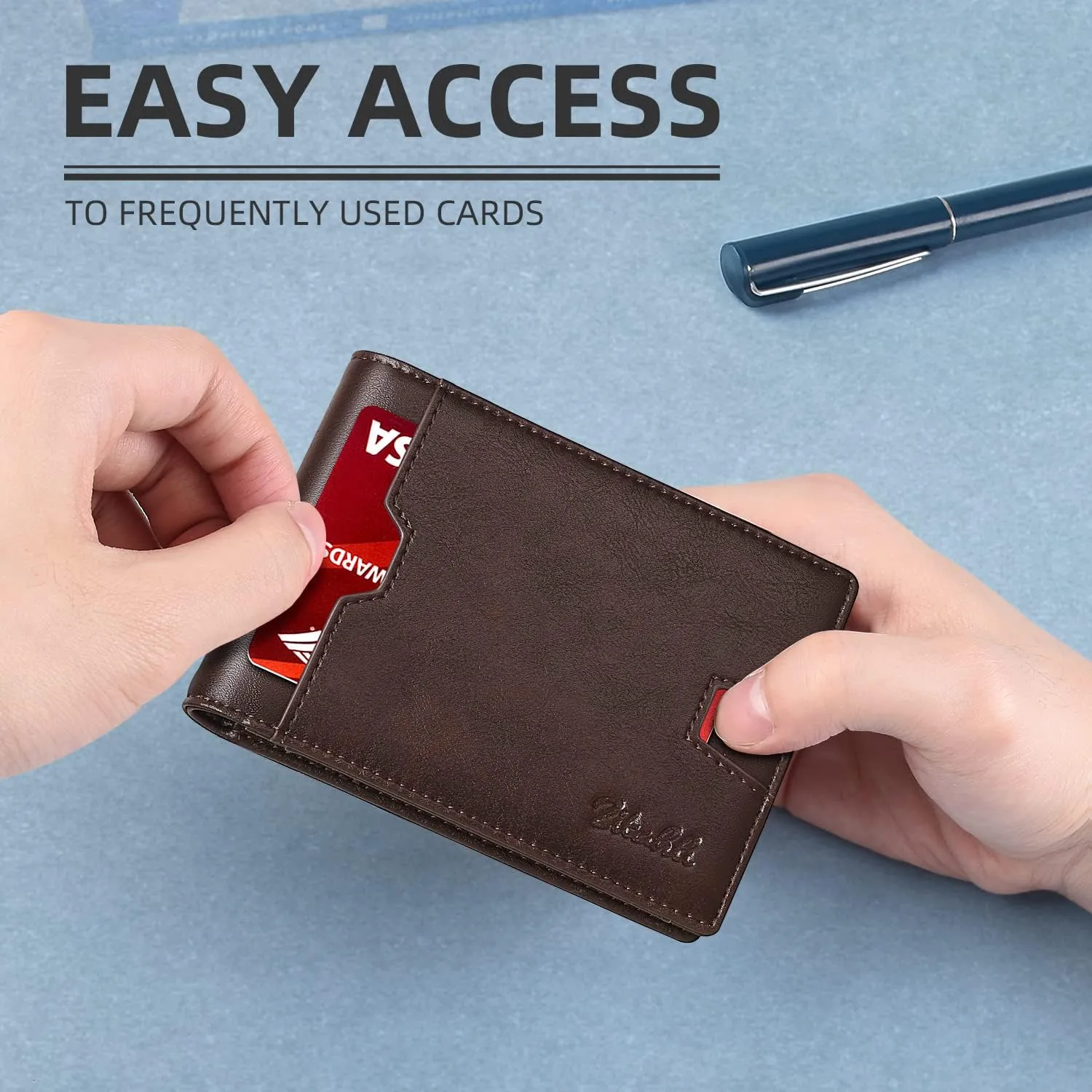 Zitahli Mens-Wallet-Slim-Leather-RFID Blocking Wallet for Men Minimalist Bifold Credit Card Holder with Gift Box